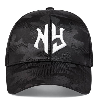 Cappellino da baseball con ricamo di lettere in stile mimetico, cappellino snapback primaverile-autunnale, cappellino sportivo casual regolabile, cappellino protettivo dal sole