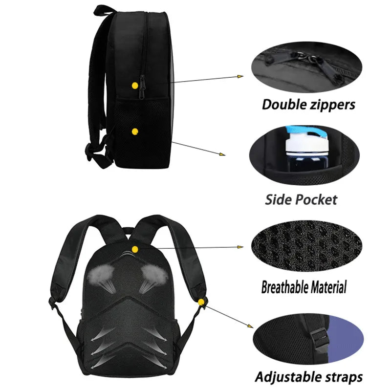 15 Inch Fortnite Cartoon Backpack Unisex for Boys Girls with Front Pocket Lightweight Student School Bookbag Large Capacity
