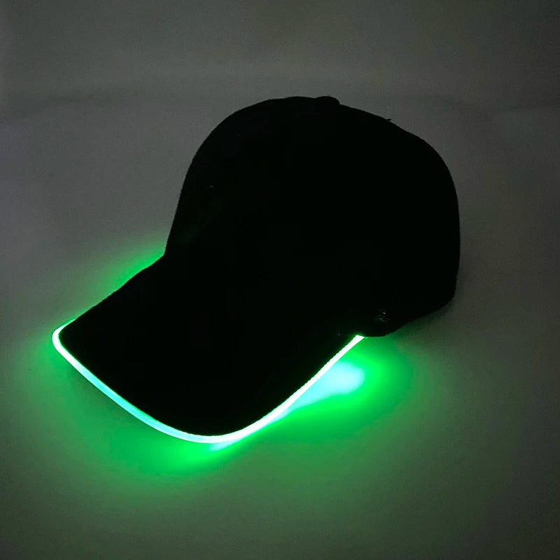 Cappello per adulti con LED e fibra ottica, cappellino alla moda, cappello di tendenza per discoteca, concerti, balli in maschera, eventi all’aperto e divertimento, cappello rap estivo
