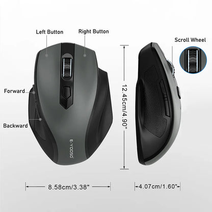 E-YOOSO 2.4G Wireless Ergonomic Mouse, 4800 DPI Optical Wireless Mouse with USB Receiver, Portable Computer Mouse for PC, Laptop & Office