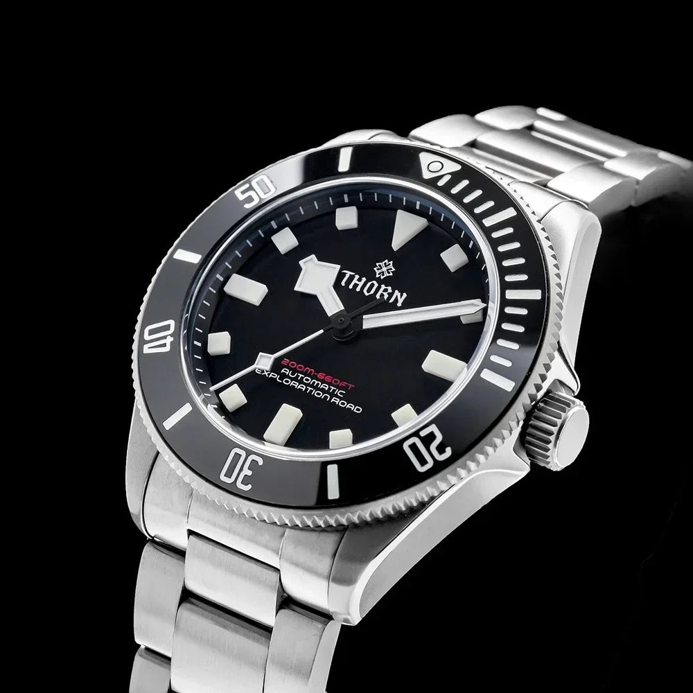 THORN 39mm Titanium Watch Men Homage Vintage PT5000 Movement Automatic Sapphire Crystal C3 Super Luminous 200M Waterproof Watch