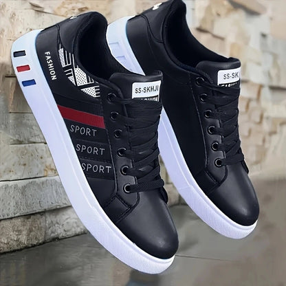 Men's Low-Top Skateboarding Sneakers - Breathable Synthetic Upper, Durable Pvc Sole, Round Toe Design, Suitable for Casual and Formal Wear Skateboard Shoes, Casual Shoes, Stylish Lace-Up Design, Equipped with Comfortable Fabr