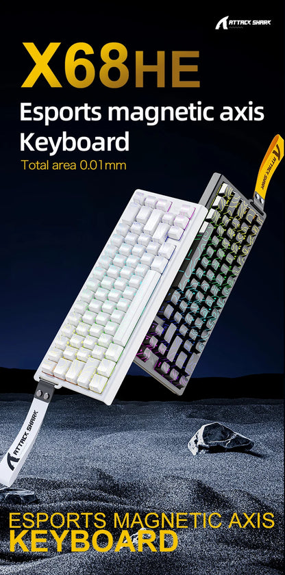 ATTACK SHARK X68HE Magnetic Mechanical Keyboard, 8000Hz Rapid Trigger Gaming Keyboard with Hall Effect Magnetic Switches, SOCD, 0.01mm RT, Wired RGB Keyboard