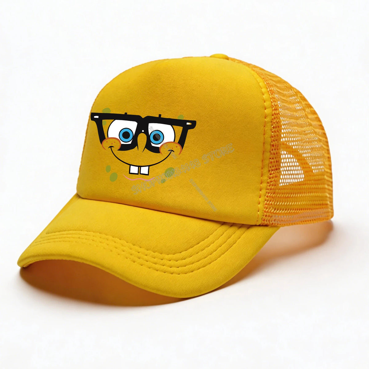 Cappellino da baseball Spongebob per bambini e adulti, cappellino in rete con emoticon, cappellino con visiera kawaii, giallo, cappellino estivo in stile anime, accessori per ragazze e ragazzi, regalo