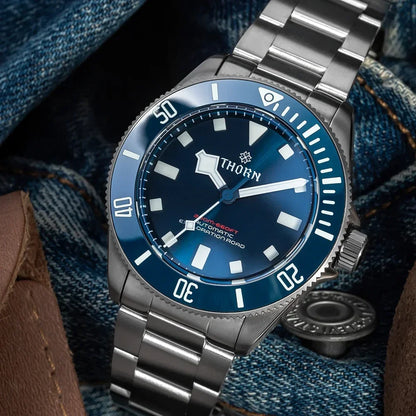 THORN 39mm Titanium Watch Men Homage Vintage PT5000 Movement Automatic Sapphire Crystal C3 Super Luminous 200M Waterproof Watch