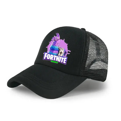 Детска бейзболна шапка Fortnite с принт в анимационен игрови стил, лятна дишаща мрежеста шапка с регулируема козирка, подарък за детски рожден ден