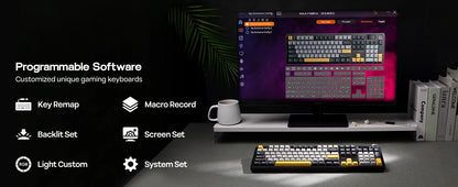 AULA F108 PRO Wireless Mechanical Keyboard 3 Mode RGB Backlit Gaming Keyboard With Screen 8000mAh Battery 104 Keys Hot Swappable