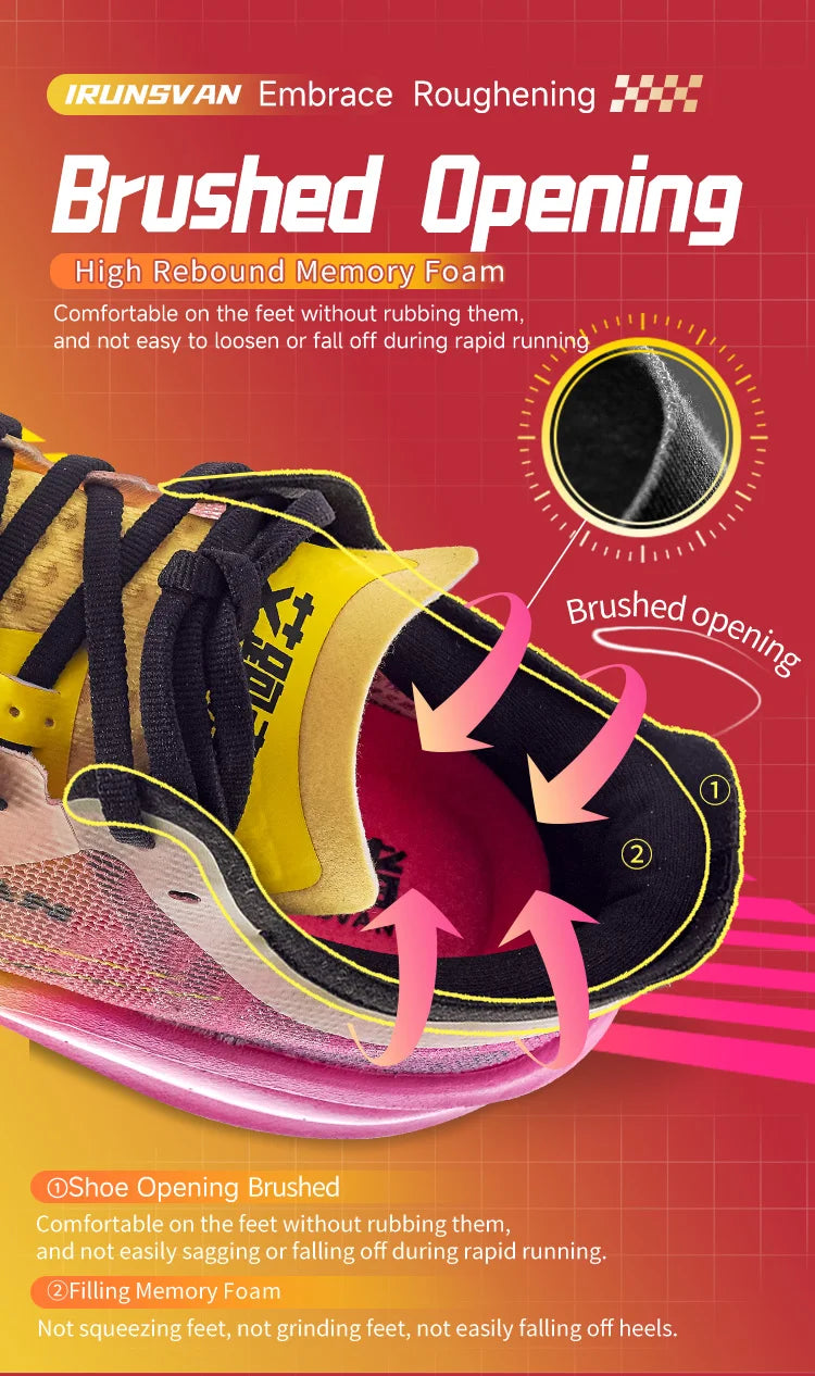 Scarpe da maratona IRUNSVAN con soletta in carbonio: scarpe sportive professionali, stabili, con supporto, assorbimento degli urti, ultraleggere e con ottimo rimbalzo