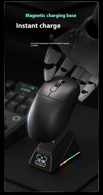 AJAZZ AJ179 APEX Gaming Mouse with Color Screen Dock, Tri-Mode Wireless Gaming Mouse, PAW3950 Sensor, 8000Hz Polling Rate, Magnetic Charging