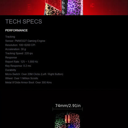 A4TECH A70 Bloody Light Strike Gaming Mouse, 6200 DPI Wired Gaming Mouse with 6 Sniper Modes, Optical Gaming Mouse for FPS & Esports