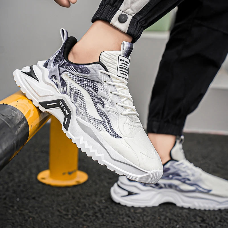 Herren-Sportschuhe, modische Schnürschuhe, vielseitig, rutschfest, mit dicker Sohle, bequeme Freizeit-Laufschuhe für Teenager und Herren, für den täglichen Gebrauch