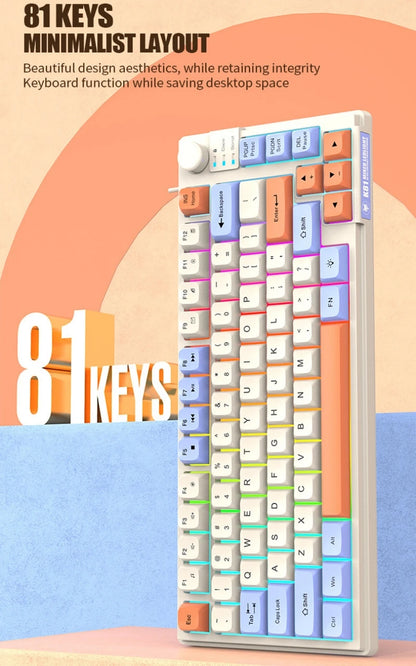 K81 Gaming Keyboard 81-Key 80% Wired RGB Gaming Keyboard with Volume Knob, Ergonomic USB Gaming Keyboard for PC, Laptop, Mac & Multi-Language Layouts