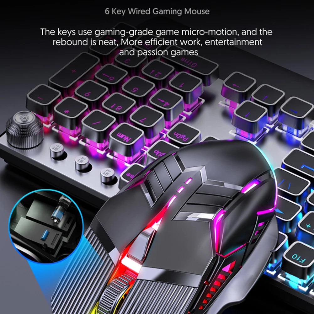 3200DPI ergonomisk trådbunden gamingmus USB datormus gamingmus med RGB-bakgrundsbelysning 6 knappar LED tyst mus för PC och laptop