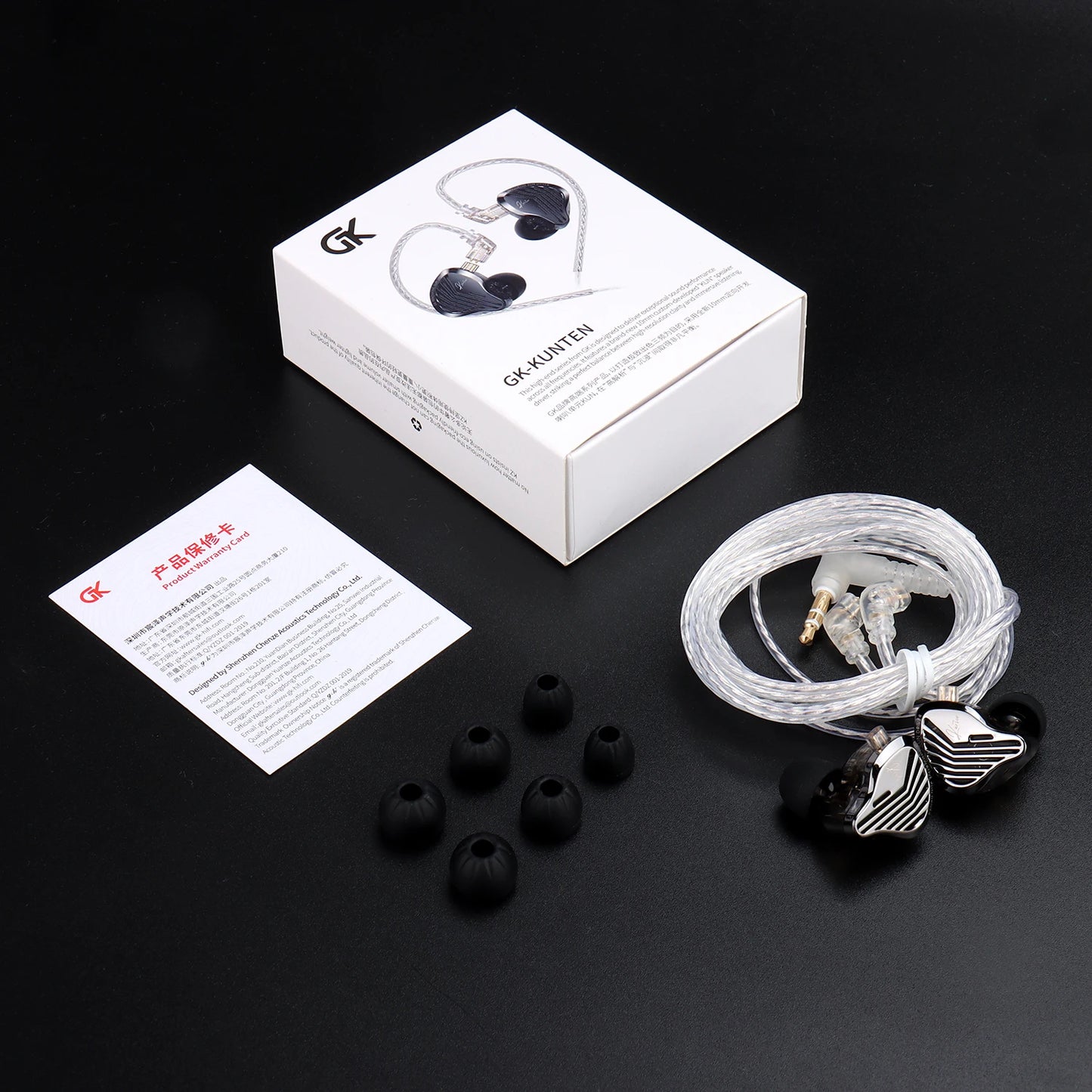 GK KUNTEN HiFi Dynamic Driver Earphones Wired In-Ear Headphones with Microphone, Detachable Cable DJ Music Earbuds, Professional HiFi Audio Earphones