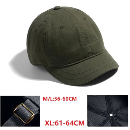 Gorra de béisbol para hombre con cabeza grande, parte trasera cerrada, ala corta de 5 cm, gorras ajustadas de malla, gorras elásticas totalmente cerradas, tallas 56-60 cm y 61-65 cm