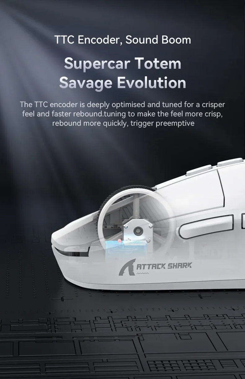 Attack Shark X6 Wireless Ergonomic Gaming Mouse, Tri-Mode Bluetooth, 2.4G & Wired Gaming Mouse, 26000 DPI Rechargeable RGB Gaming Mouse