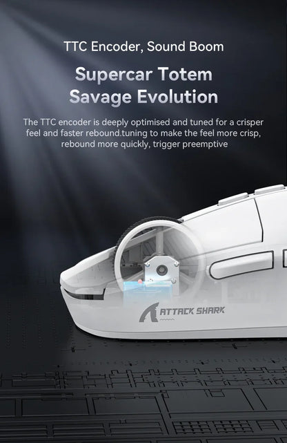 Attack Shark X6 Wireless Ergonomic Gaming Mouse, Tri-Mode Bluetooth, 2.4G & Wired Gaming Mouse, 26000 DPI Rechargeable RGB Gaming Mouse