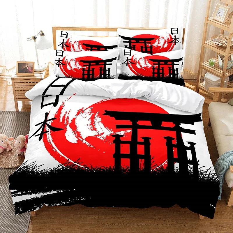 Set navlake za poplun s motivom bambusa u kineskom stilu, posteljina za mlade, platneni set navlake za poplun za krevet Queen Size, moderan set posteljine