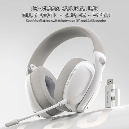 SMAILWOLF L80 Wireless Gaming Headset Bluetooth 5.0 & 2.4GHz Triple-Mode Gaming Headphones with Microphone for PC, Laptop, PS5 & Mobile