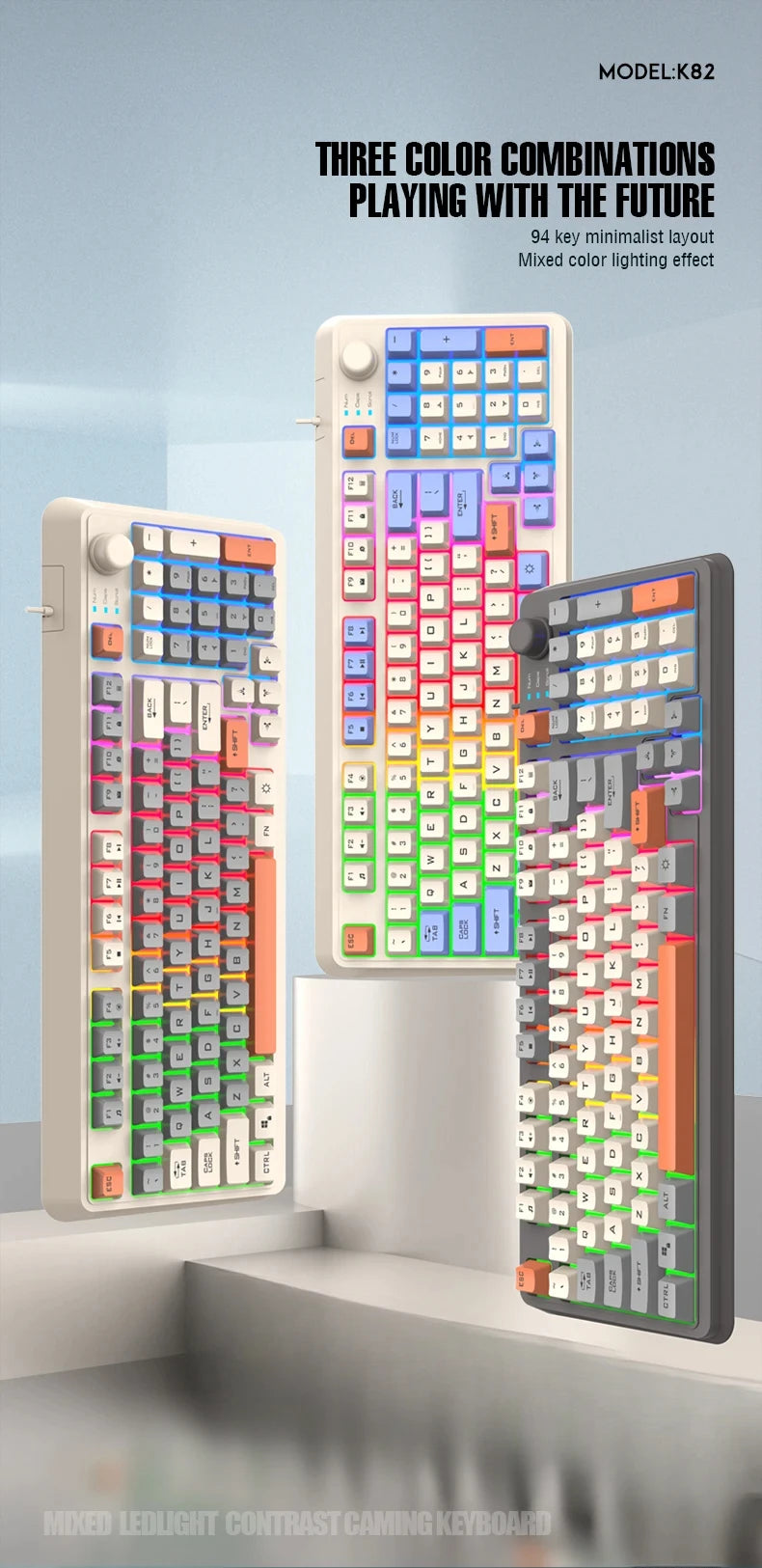 K82 Gaming Gaming Keyboard Glows Wired USB Desktop PC/Notebook Available 19-key punchless knob to adjust volume