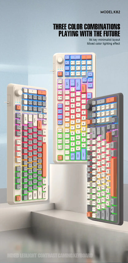 K82 Gaming Gaming Keyboard Glows Wired USB Desktop PC/Notebook Available 19-key punchless knob to adjust volume