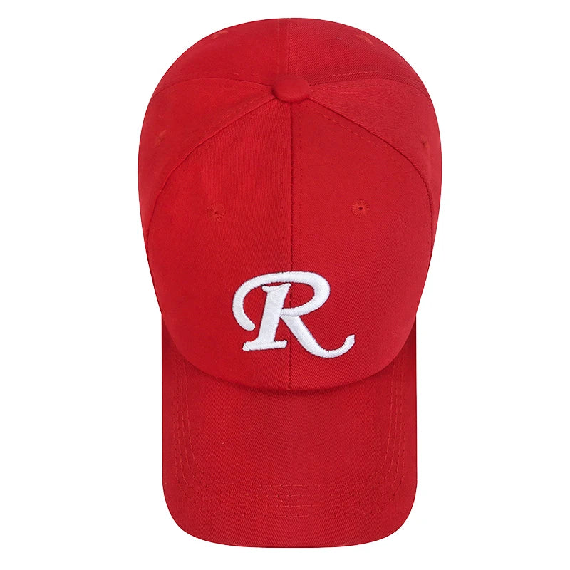 R letter Ribbon Embroidery Cotton Adjustable Hard Top Baseball Cap Sun Hat Trucker Hats Hip Hop Caps