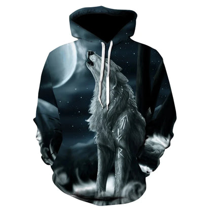 Anime-Sweatshirt mit wildem Wolfskopf, 3D-bedruckter Hoodie für Herren/Damen, modische Harajuku-Kleidung für Kinder und Herren-Mantel