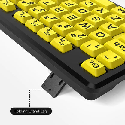 Wired Keyboard Yellow Large Character Keyboard for Elderly,High Compatibility USB Plug-and-Play Large Key Design, High Contrast