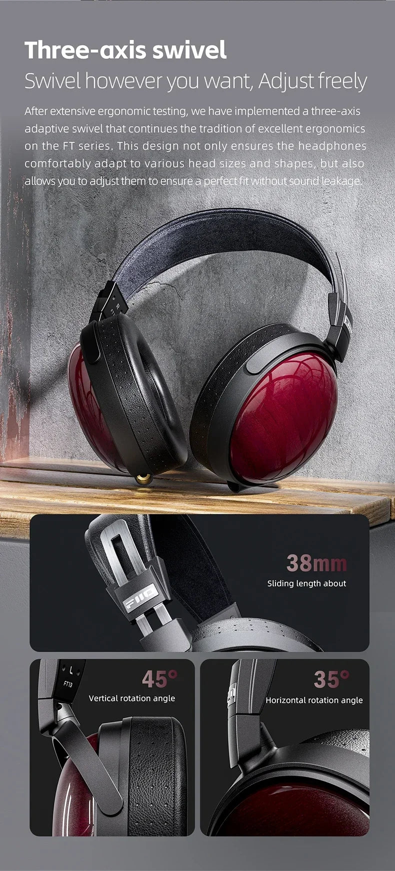 FiiO FT13 Audiophile Closed-Back HiFi Wired Headphones – Hi-Res Audio Premium Studio-Grade Over-Ear Headset