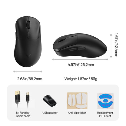 Rapoo VT3Pro GEN-1 Wireless Gaming Mouse 26,000 DPI, 8KHz Polling Rate, 59g Lightweight, 9 Programmable Buttons, PAW3398 Optical Sensor