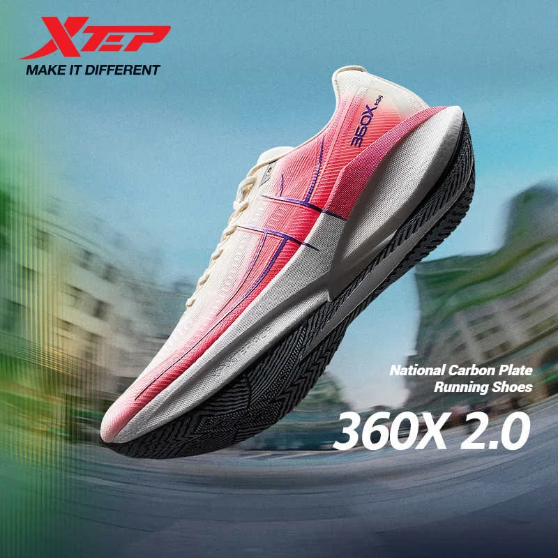 Xtep 360X 2.0 професионални маратонски обувки за бягане, мъжки състезателни обувки с карбонова плоча и омекотяване, спортни тренировъчни обувки 975219110035