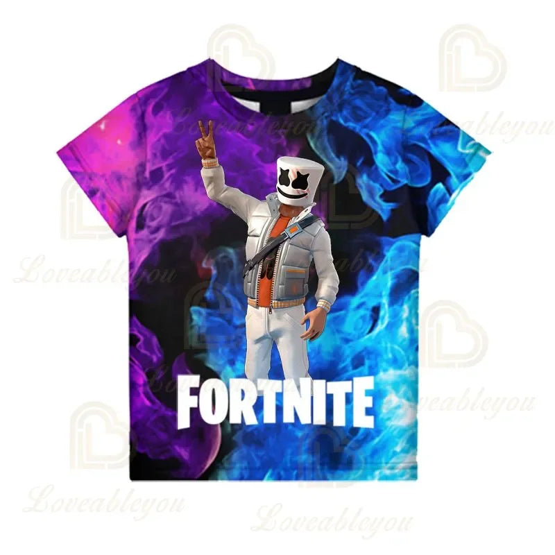 T-shirt infantil 3D Fortnite Victory Game – roupa de bebé Harajuku, top fofo de herói Battle Royale para meninos e meninas