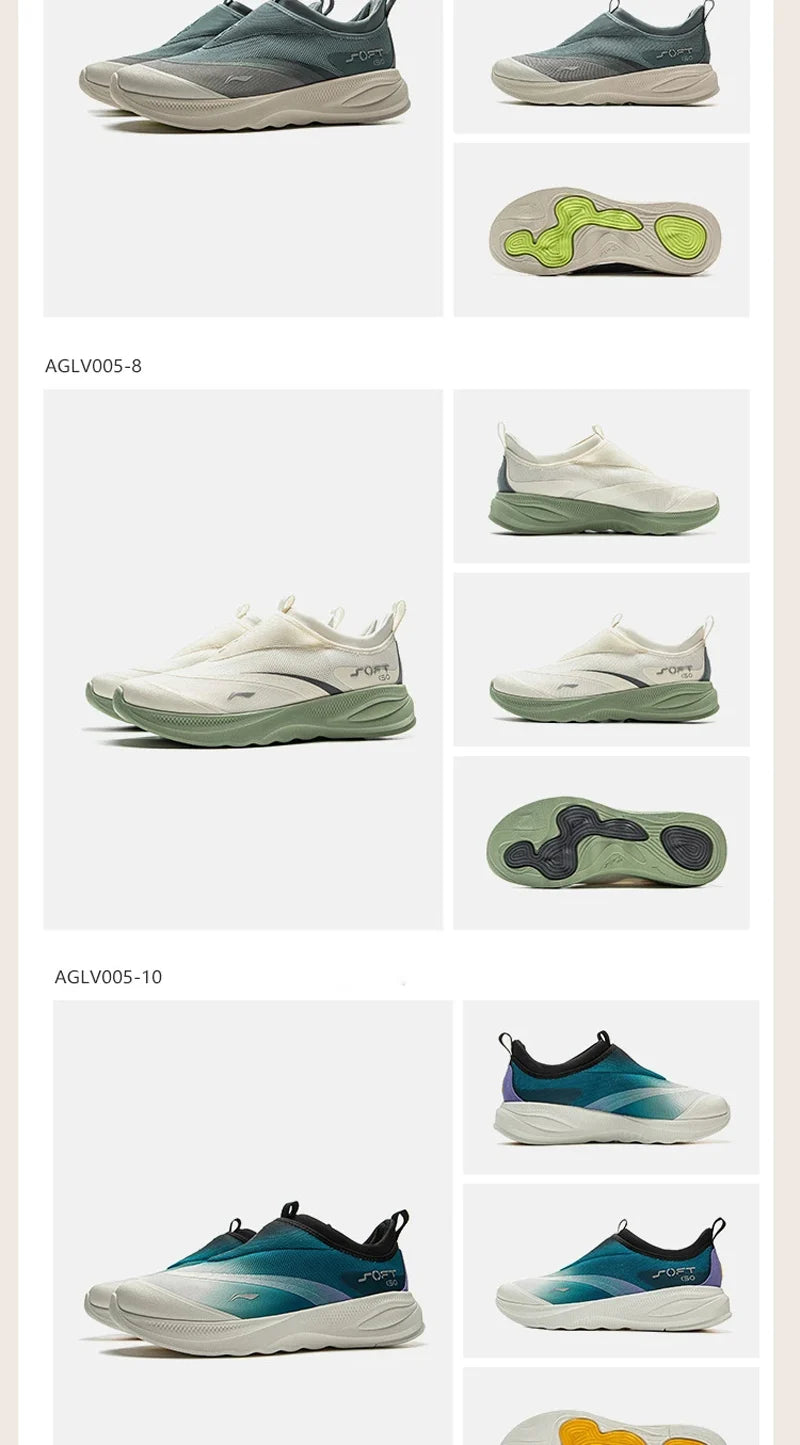 Li-Ning Men's SOFT GO 2 Walking Shoes COMFOAM Slip-on Soft Thick Heel LiNing Comfortable Wearable Sports Casual Shoes AGLV005