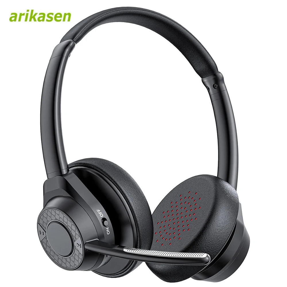 Bluetooth Headset V5.4 Wireless Headphones with Mic, Noise Cancelling Bluetooth Headset for Work, Office Calls, Zoom Meetings, Laptop & Mobile