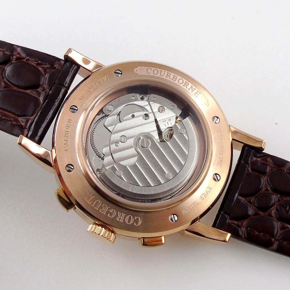 Corgeut Multi Functional Watch Automatic Mechanical Watch for Men 42mm Day Date Month Year Day/Night ST1655 Movt Polished Case
