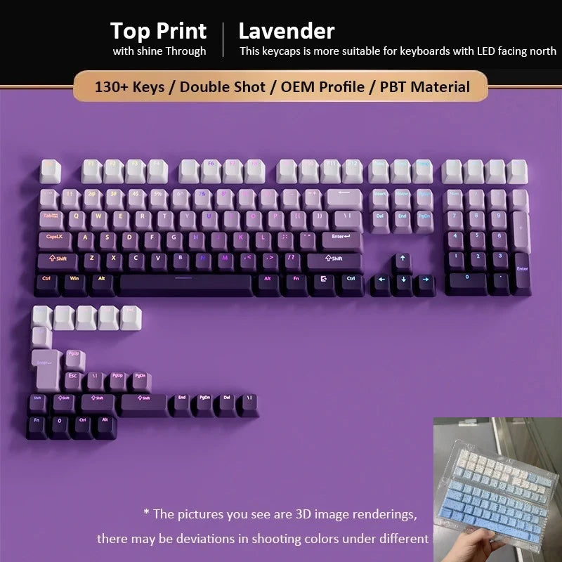 133+ Tasten OEM-Profil Gradient-Keycaps für mechanische Gaming-Tastatur mit Cherry MX Switch, PBT, hintergrundbeleuchtet, RGB-Keycap, ISO-Layout Keycaps