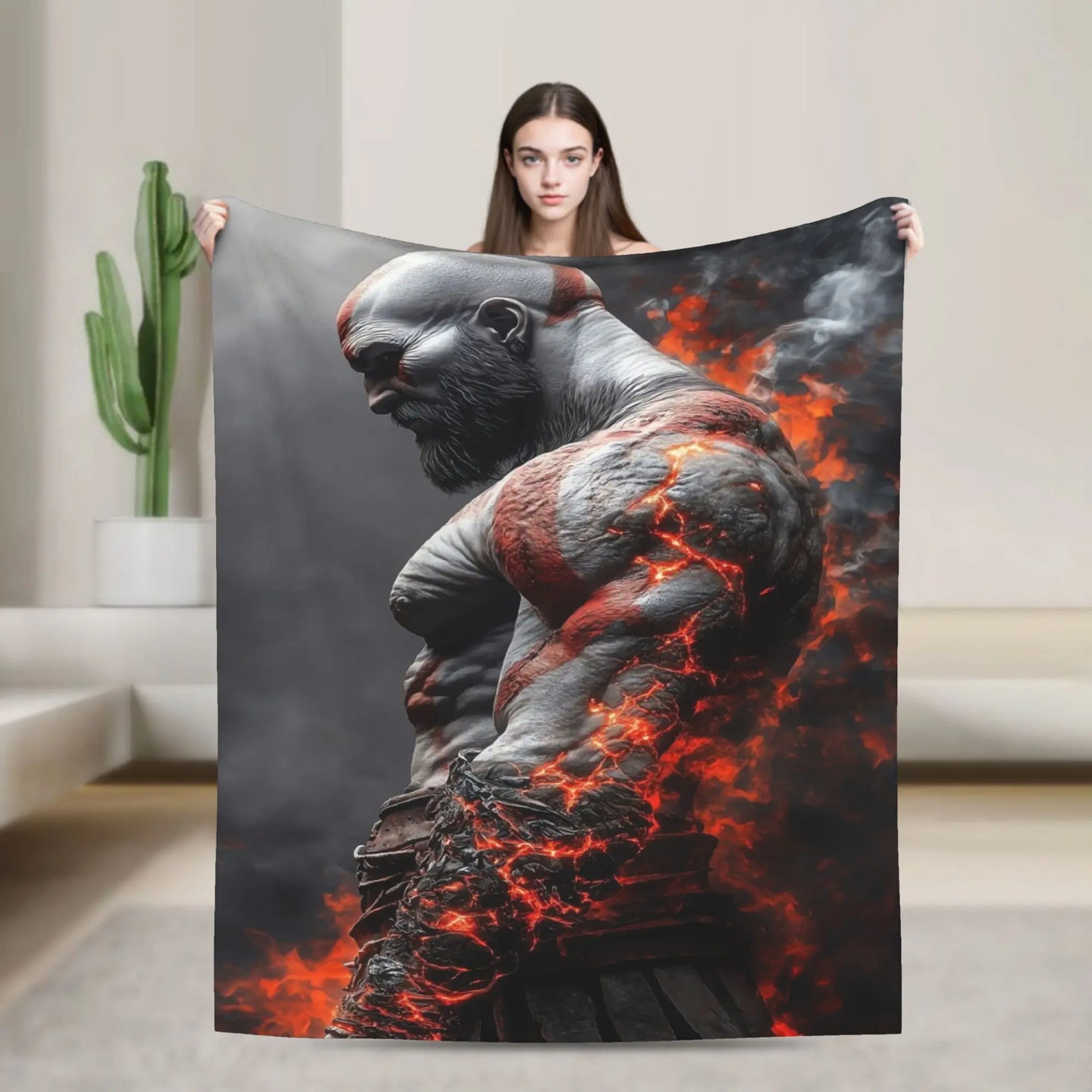 God of War Game Gamers Kratos Blanket  Decorative Flannel Bedding Throws For Couch Chair Sofa Bed Soft Bedspread Gift Idea
