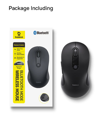 Baseus Wireless Mouse Bluetooth 5.3 Ergonomic Silent Mouse, 2.4GHz Rechargeable Office Mouse with 7 Buttons, Adjustable DPI for Laptop, MacBook, PC & Tablet