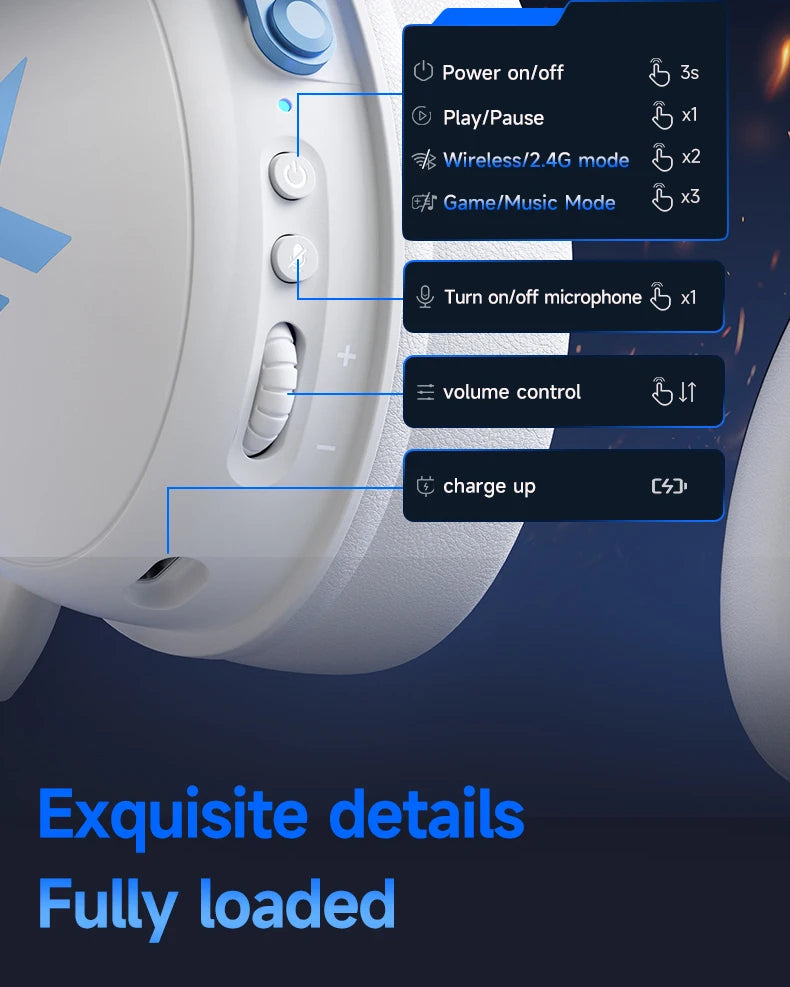 MCHOSE V9 Pro Electronic Sports Headset Three Mode Game USB Wireless 7.1 Channel Surround Sound Portable Headset with Microphone
