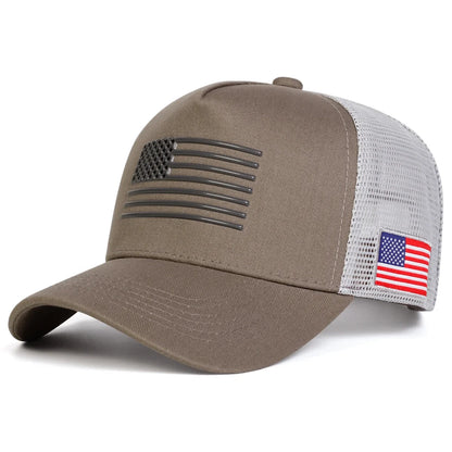 Unisex American Flag Embroidery Baseball Net Caps Spring and Summer Outdoor Adjustable Casual Hats Sunscreen Hat Sports Cap