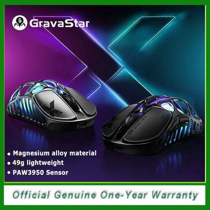 GravaStar Mercury X Ασύρματο Gaming Ποντίκι – Αισθητήρας PAW 3950 32,000 DPI, Ρυθμός Αναφοράς 1000Hz, Μόνο 49g, Κοίλο F από Κράμα Μαγνησίου