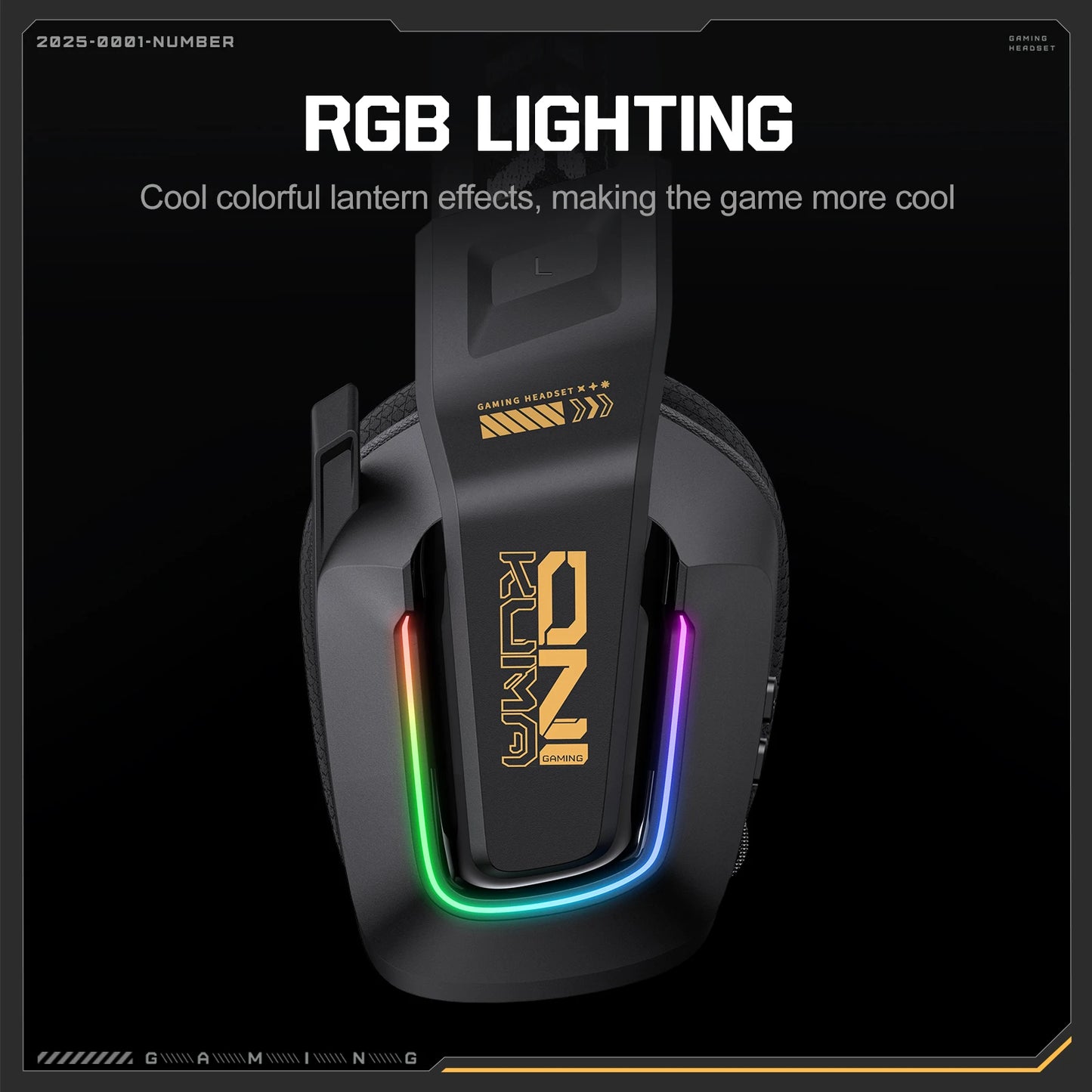 ONIKUMA GT828 Wireless Gaming Headset Bluetooth 5.3 RGB Headphones with Mic, Noise Cancelling, 4-Mode Connection for PC, PS5 & Laptop