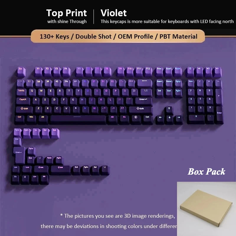 133+ Tasten OEM-Profil Gradient-Keycaps für mechanische Gaming-Tastatur mit Cherry MX Switch, PBT, hintergrundbeleuchtet, RGB-Keycap, ISO-Layout Keycaps