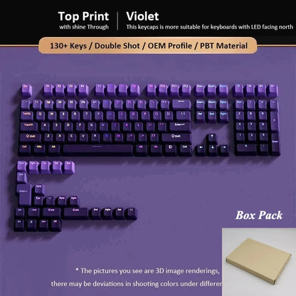 133+ Tasten OEM-Profil Gradient-Keycaps für mechanische Gaming-Tastatur mit Cherry MX Switch, PBT, hintergrundbeleuchtet, RGB-Keycap, ISO-Layout Keycaps