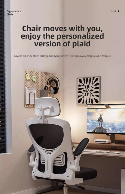 Ergonomic Gaming Chair for Office & Dorm, Comfortable Computer Desk Chair with Cushioned Seat, Adjustable Height Gaming Chair for Long Hours