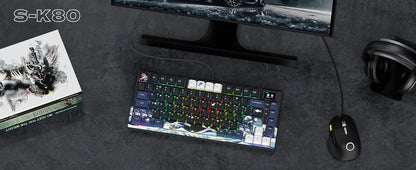 Womier Wired Mechanical Gaming Keyboard with OLED Display, Hot-Swappable RGB Keyboard, PBT Pudding Keycaps, 81-Key USB-C Mechanical Keyboard for PC & Laptop