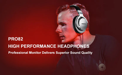 Takstar PRO82 Professional Monitor Headphones – HiFi Stereo Wired Studio Headset for Recording, Gaming & Bass Adjustable Precision Sound