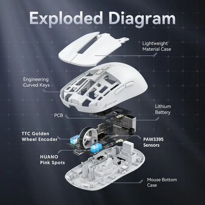 Attack Shark X6 Lightweight Wireless Gaming Mouse, Tri-Mode Bluetooth & 2.4G Gaming Mouse, 26,000 DPI RGB Charging Dock, PAW3395 Sensor
