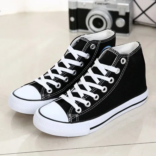 Baskets montantes classiques confortables, chaussures de sport plates, chaussures de marche confortables, mode respirante, toile de loisirs canisée, nouveau
