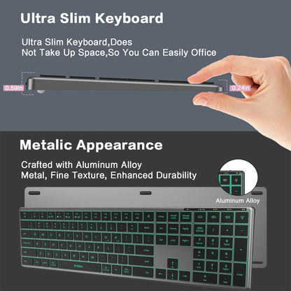 Jomaa Wireless Bluetooth Keyboard Multi-Device Full Size Wireless Backlight Keyboard with Number Pad,for Windows/PC/Laptop/Phone